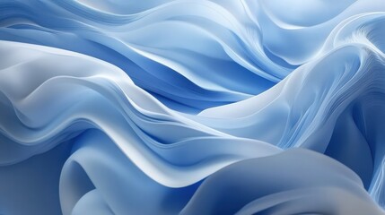 Fototapeta premium Delicate blue waves of fabric create a serene and flowing texture in soft light, capturing tranquility and elegance