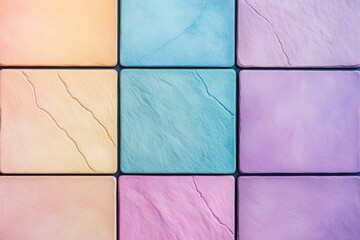 Fototapeta premium Pastel Colored Textured Tiles in a Grid