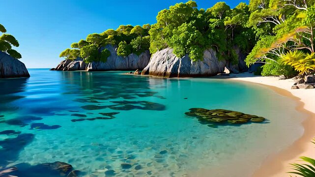 Serene Tropical Cove with Crystal Clear Waters

