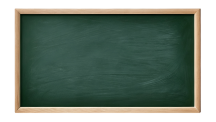 A blank green chalkboard with a wooden frame, set against a clean white background.
