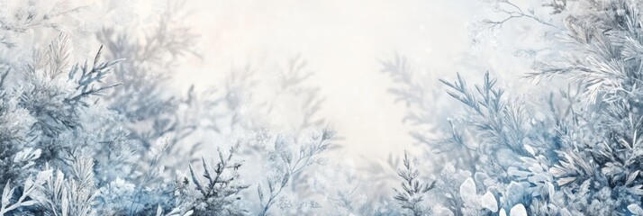 Obraz premium A serene winter landscape features delicate frost that sparkles under the soft light, creating a tranquil and peaceful atmosphere that is absolutely perfect as a seasonal backdrop for any occasion