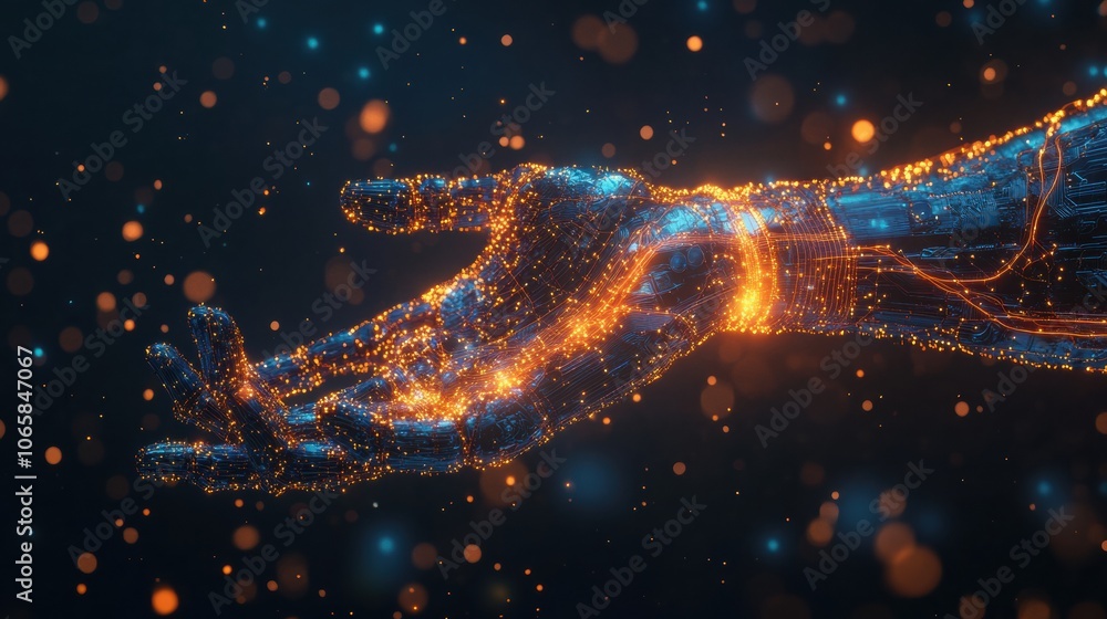 Aufkleber this artwork depicts a futuristic prosthetic arm linked to the brain via glowing neural signals, ill