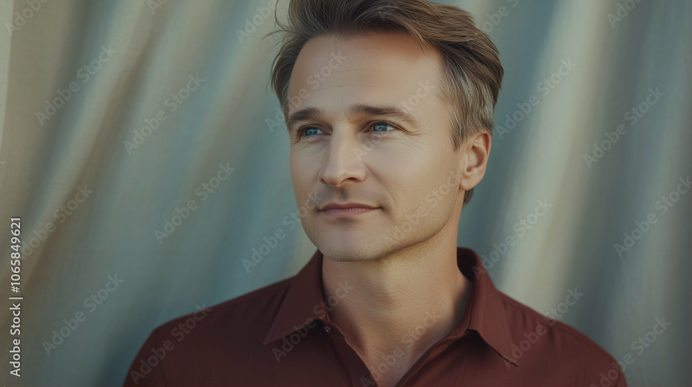 Poster man portrait headshot with soft lighting and natural background