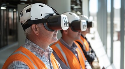 Engineering team using virtual reality for immersive infrastructure simulations