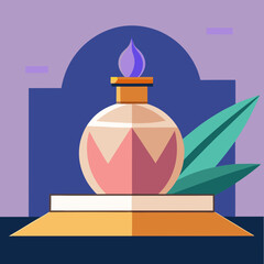 Obraz premium Creative Perfume Bottle Illustration with Botanical Touches