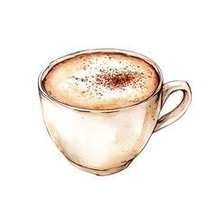 3d realistic vector icon illustration White coffee cup Cappucino drink Isolated on white backgrou