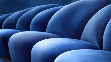 Obraz premium A row of blue velvet seats in an auditorium.