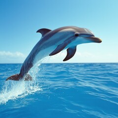 Obraz premium Majestic dolphin leaping out of the ocean