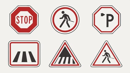 road signs isolated on white, illustration of a road signs, road signs set on white