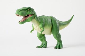 Obraz premium Fierce green dinosaur toy roaring with open mouth