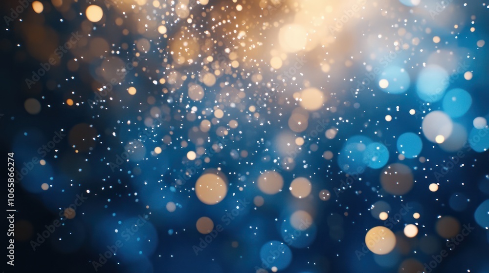 Poster background with blue bokeh and snowflake droplets, ideal for new year and christmas themes, featurin