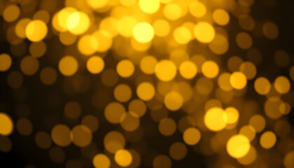 Obraz premium Luxury gold bokeh on black background isolated with white highlights, png
