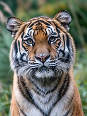 Obraz premium Tiger in grass close-up