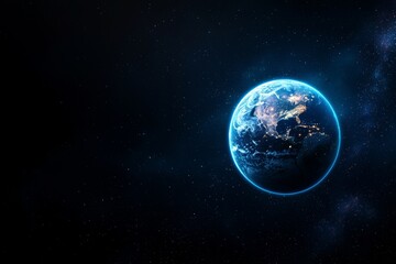 Obraz premium In the future, a black global globe will be bursting with magic. Stock photo.