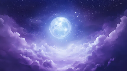 Fototapeta premium Abstract cosmic spiritual mystical angelic universe divine and religious background with mystic gate or portal, a planet and galaxy stars and sky. Mystical. Illustration