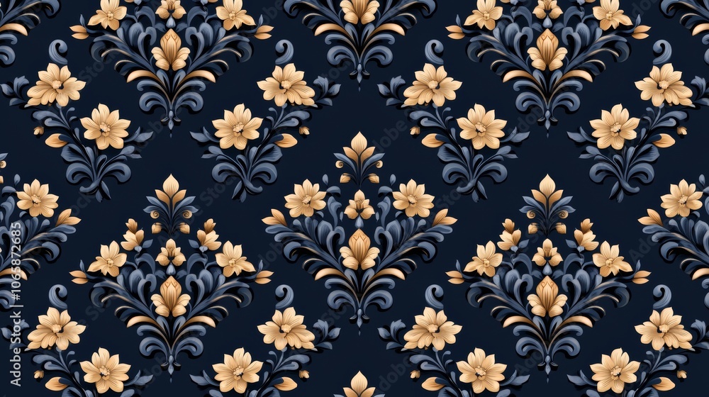 Poster a classic golden pattern with an ornate seamless pattern