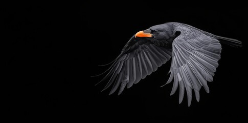 Obraz premium Raven portrait painted on white background with wingspan of about 15 cm