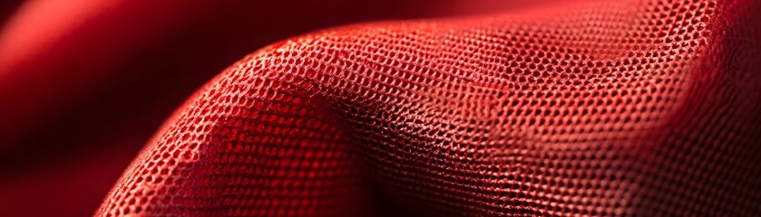 Close-up of Red Mesh Fabric with a Geometric Pattern