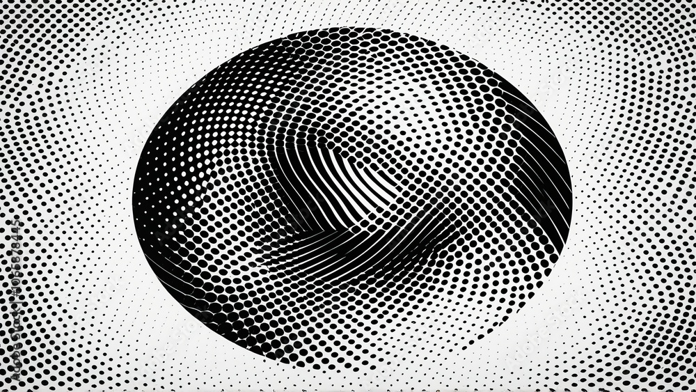 Poster abstract circular halftone pattern with optical illusion effect
