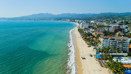 Aerial View of the Beach in Bucerias, Nayarit. Mexico