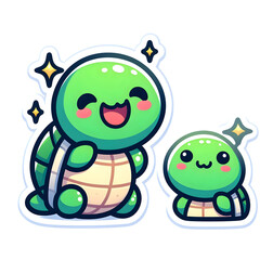 Naklejka premium cute turtle sticker animated isolated