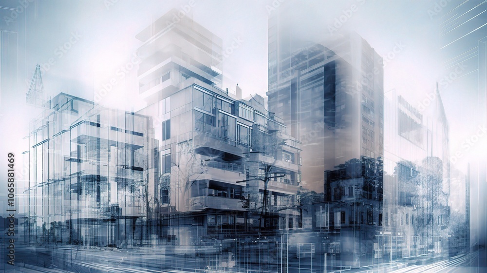 Aufkleber modern architectural design in 3d rendering