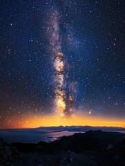 Naklejka premium Milky Way Shining Brightly at Night