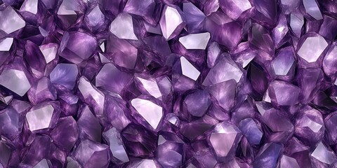 Purple crystals on table