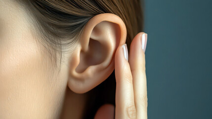 Awareness for world hearing day: promoting ear health and hearing protection. International Day of the Deaf concept. Ear care concept. Horizontal banner. Copy space