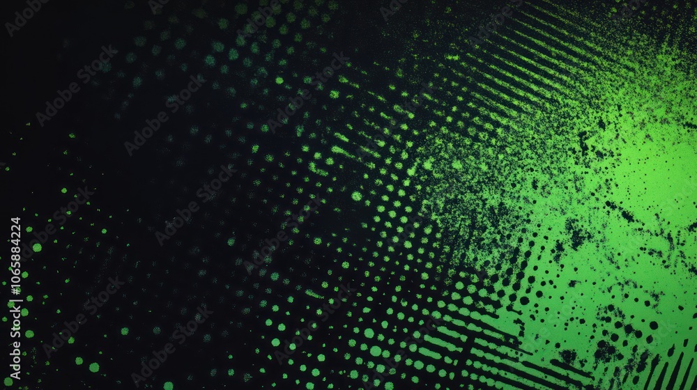 Poster abstract green dotted pattern with texture and gradient effects.