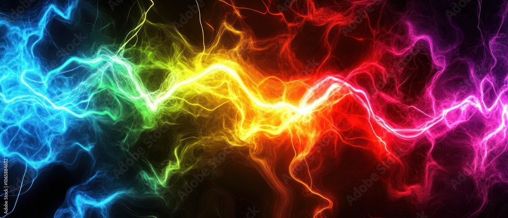 Aufkleber a vibrant abstract representation of colorful light waves and energy patterns.