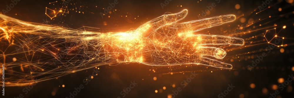 Poster a neural-controlled prosthetic arm is displayed with glowing pathways linking the brain, showcasing 