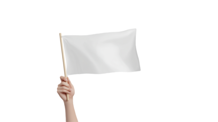 Hand Holding a White Flag isolated on transparent background
