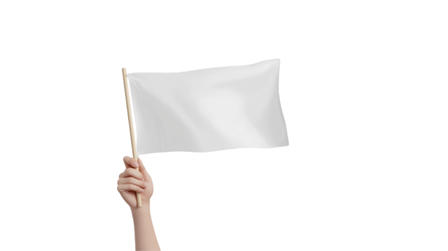 Hand Holding a White Flag isolated on transparent background