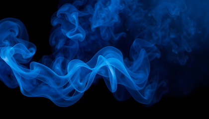 Obraz premium Blue smoke isolated on black background isolated with white highlights, png
