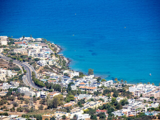 Obraz premium Sea of Crete view from the road between Heraklion and Agios Nikolaos, Crete, Grece