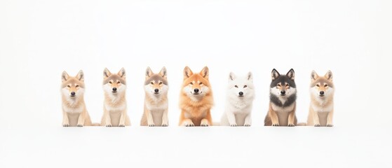 Adorable pack of fluffy canine companions