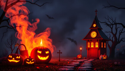 magic halloween time isolated with white highlights, png