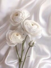 Fototapeta premium White Flowers on White Cloth