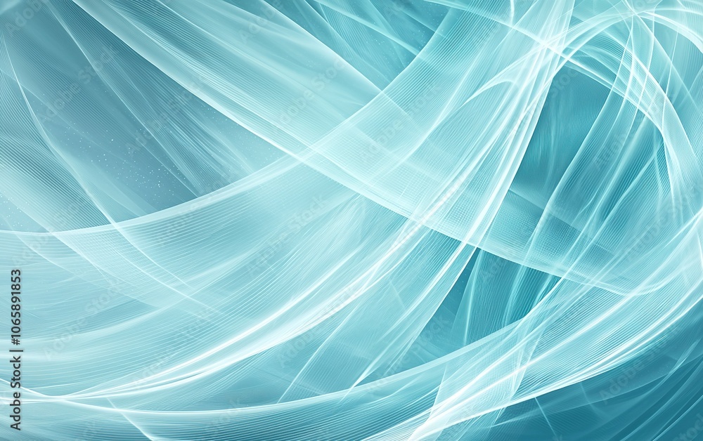 Poster soft blue abstract wave patterns flowing gracefully across a tranquil background, creating a serene 