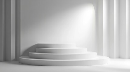 Obraz premium White podium pedestal empty product display to show cosmetic product platform 3d rendering wooden stage 