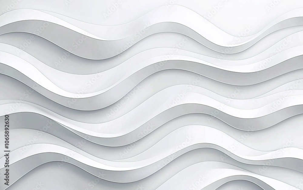 Poster abstract design with flowing white waves on a seamless surface, creating a modern aesthetic for inte