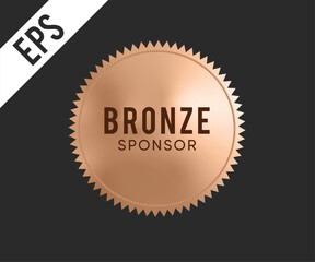 Bronze sponsor Glossy stamp sign on Black background, vector illustration