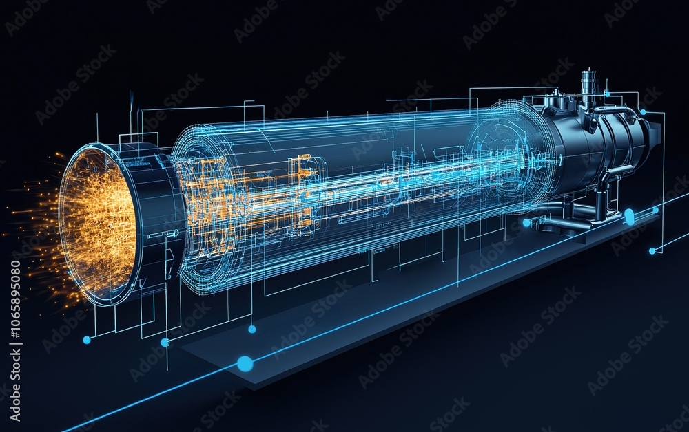 Poster a futuristic depiction of a high-tech propulsion system illustrating advanced engineering and design