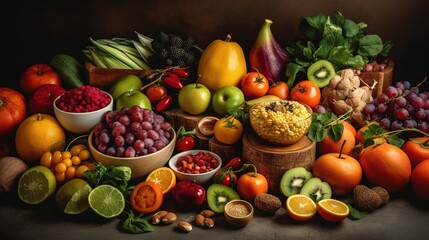 Fresh and Colorful Assortment of Fruits and Vegetables