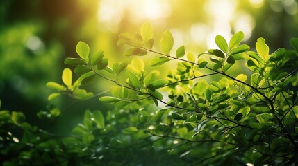Lush Green Leaves with Sunlight Background