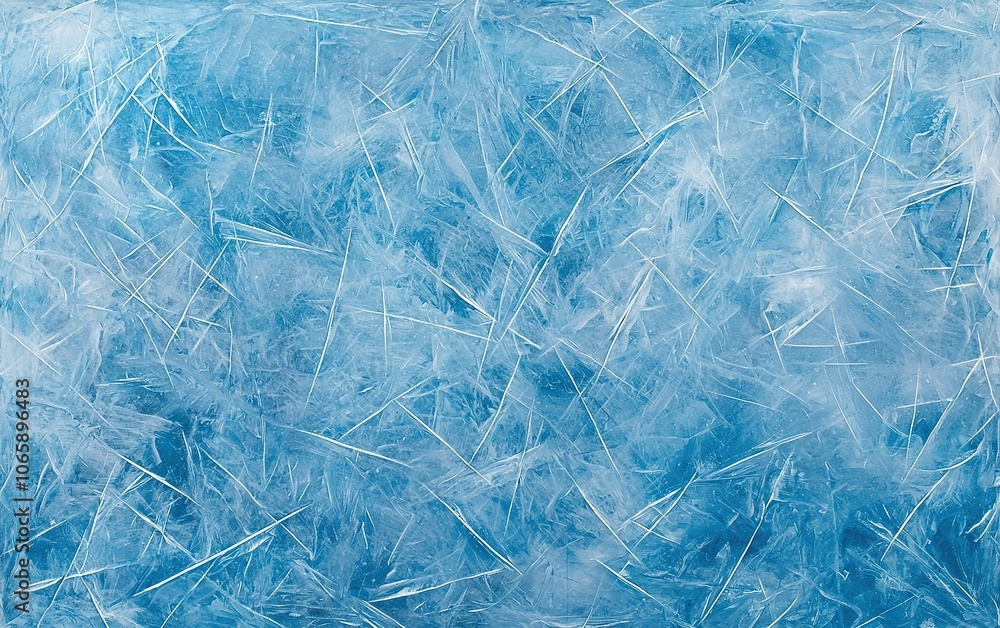 Poster abstract icy texture with blue tones and sharp glass-like patterns suggesting winter chill and frost