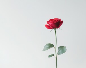 Obraz premium Vibrant red rose against a plain background