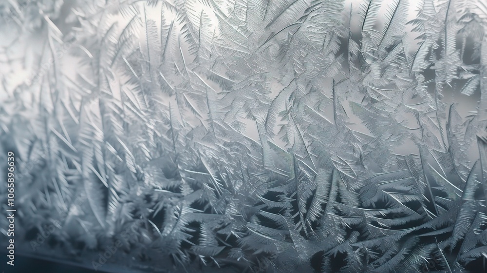 Poster intricate frost patterns on a cold surface