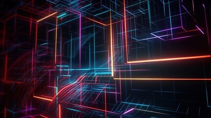 Obraz premium Vibrant 3D Neon Abstract Background Design
